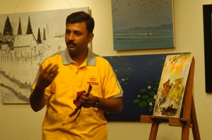 Shrikant Kadam having a dialogue with audience at Artfest 09, Indiaart Gallery